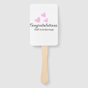 Pink heart congratulations graduation watercolor a hand fan