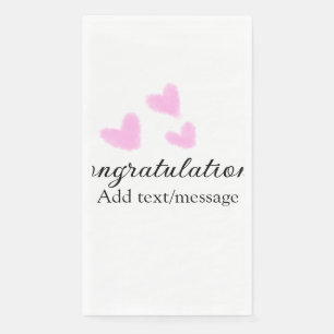 Pink heart congratulations graduation watercolor a napkin