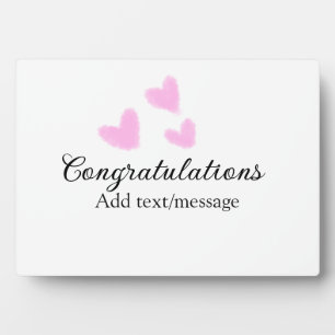 Pink heart congratulations graduation watercolor a plaque