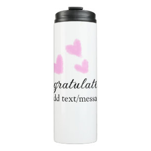 Pink heart congratulations graduation watercolor a thermal tumbler