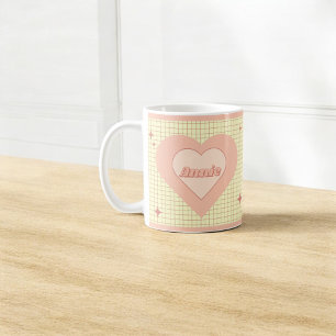 Pink Heart Cream Chequered Couple Valentine's Day Coffee Mug