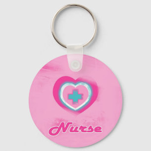 Pink Heart & Cross- Nurse Keychain