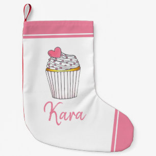 Pink Heart Cupcake Bridal Baby Shower Celebration Small Christmas Stocking