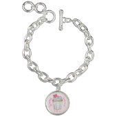 Pink Heart Cupcake Personalized Bridal Party Gift Bracelet (Product)