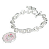Pink Heart Cupcake Personalized Bridal Party Gift Bracelet (Side)
