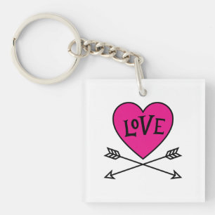 Pink Heart Cupid's Bows LOVE Magnet Keychain