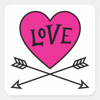 Pink Heart Cupid's Bows LOVE  Square Sticker
