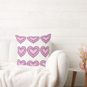 Pink Heart Cushion, Chair Cushion, Sofa Throw Pillow