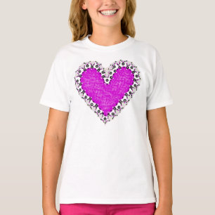 Pink Heart Cutout Girls T-Shirt