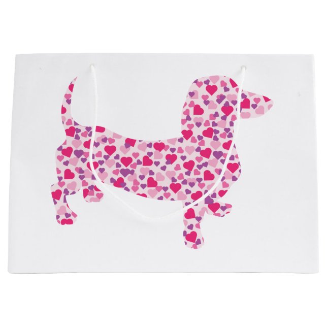 Pink Heart Dachshund Large Gift Bag (Front)
