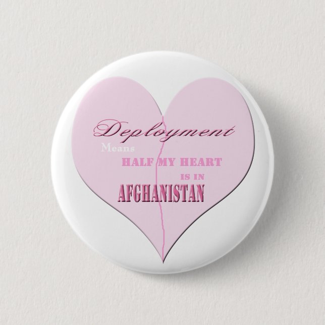 Pink Heart Deployment Afghanistan Button (Front)