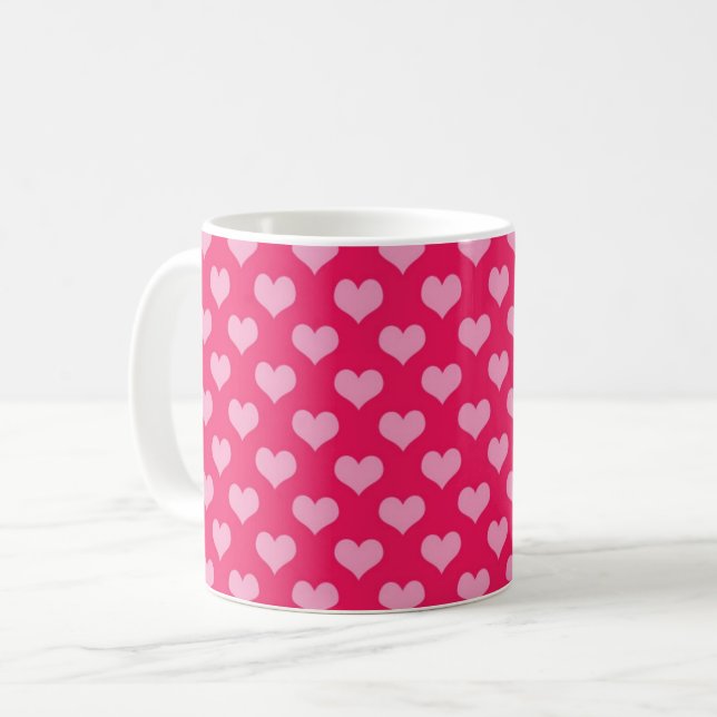 Pink Heart Design Coffee Mug (Front Left)