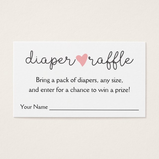 Pink Heart Diaper Raffle Girl Baby Shower (Front)