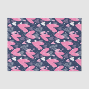 Pink Heart Doodle Sketch Pattern Valentine's Day Tissue Paper