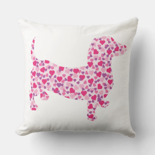 Pink Heart Doxies Throw Pillow