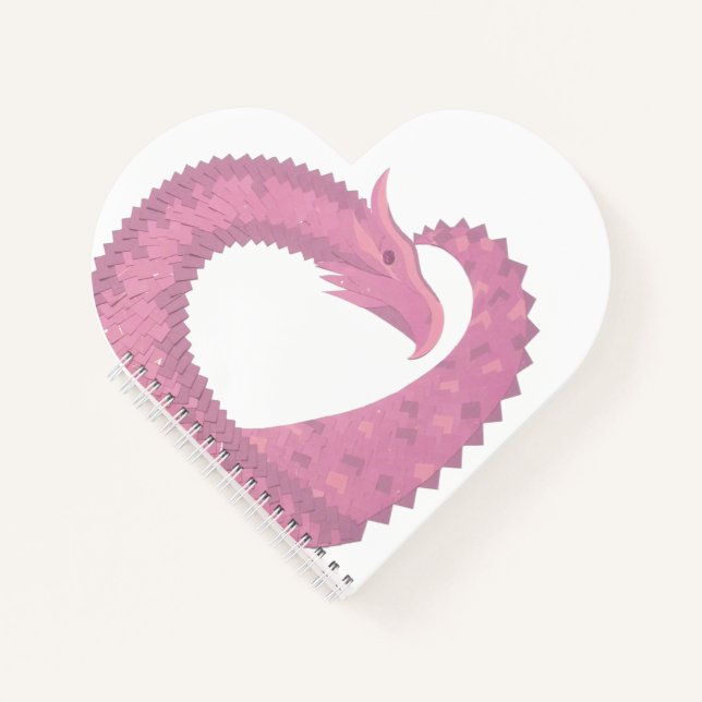 Pink heart dragon on white notebook (Front)