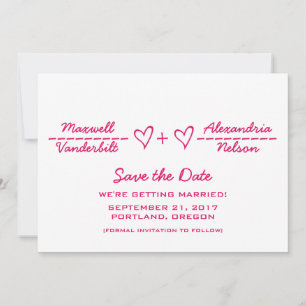 Pink Heart Equation Save the Date Invite