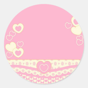 Pink Heart Eyelet Background Round Sticker