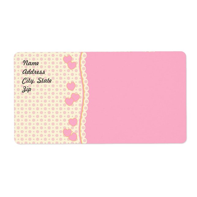 Pink Heart Eyelet Background Shipping Label (Front)