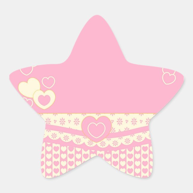 Pink Heart Eyelet Background Star Sticker (Front)