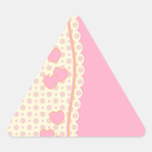 Pink Heart Eyelet Background Triangle Sticker