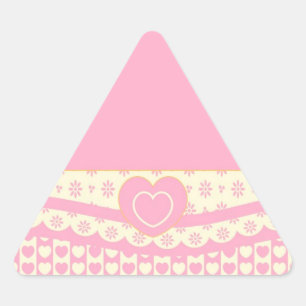 Pink Heart Eyelet Background Triangle Sticker