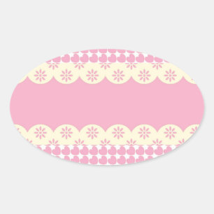 Pink Heart eyelet Oval Sticker