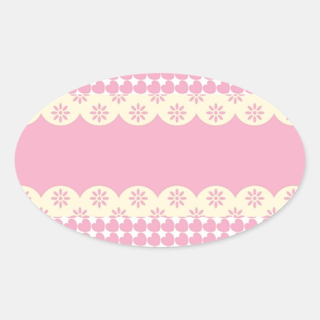 Pink Heart eyelet Oval Sticker (Front)