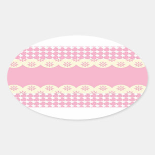 Pink Heart eyelet Oval Sticker