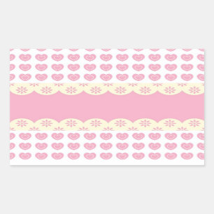 Pink Heart Eyelet Rectangle Sticker