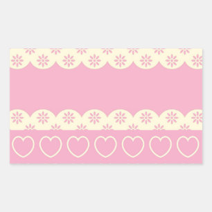 Pink Heart Eyelet Rectangle Sticker
