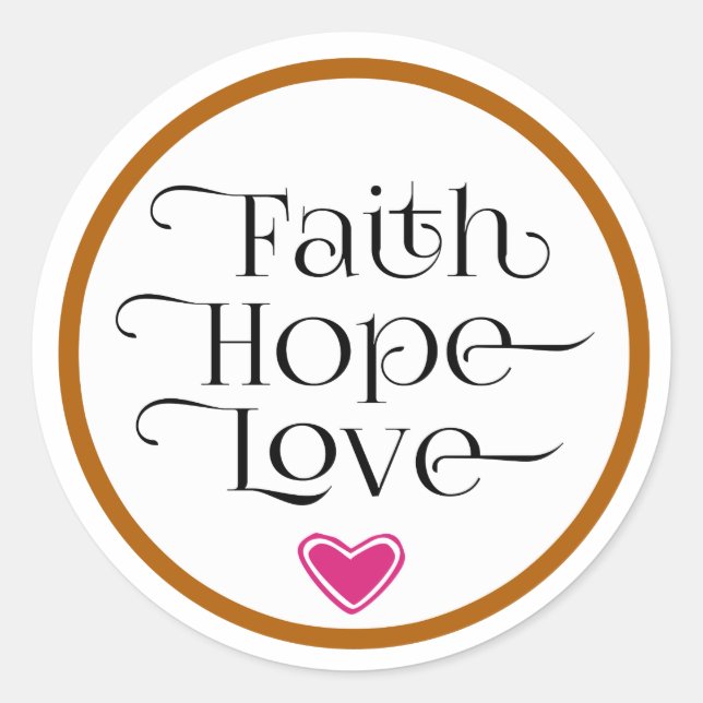Pink Heart Faith Hope Love Sticker (Devant)