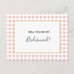 Pink Heart Floral Garland Matron of honour Invitation Postcard