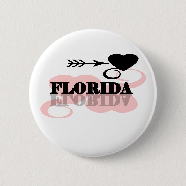 Pink Heart Florida 2 Inch Round Button (Front)