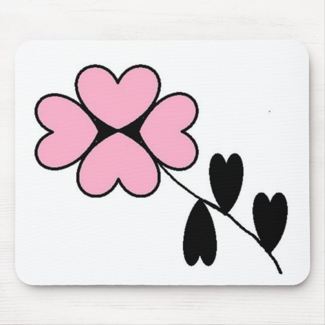 PINK HEART FLOWER MOUSE PAD (Front)