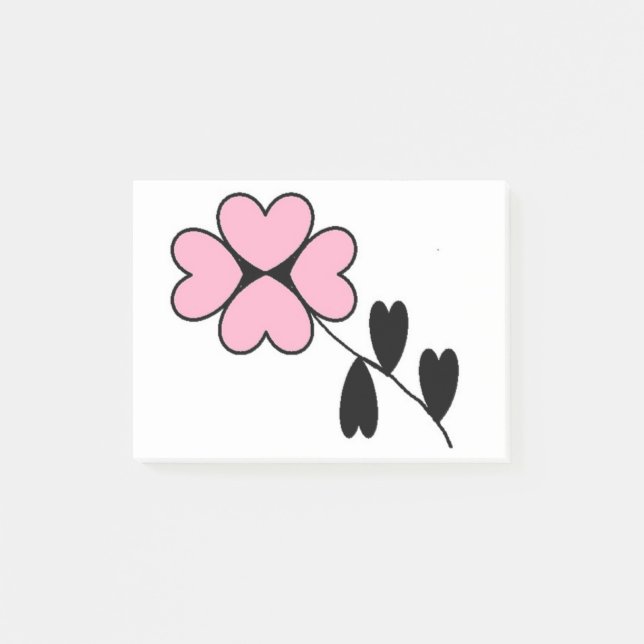 PINK HEART FLOWER POST-IT NOTES (Front)