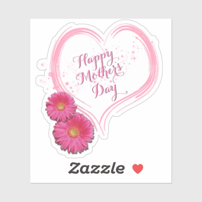 Pink Heart Flowers Happy Mother's Day (Sheet)