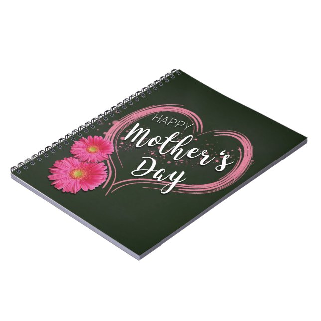 Pink Heart Flowers Mother's Day - Notebook (Left Side)