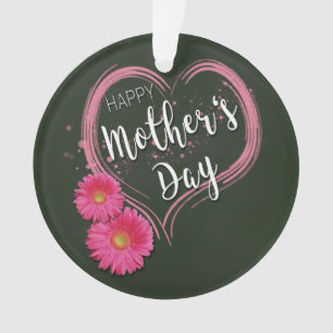 Pink Heart Flowers Mother's Day - Ornament