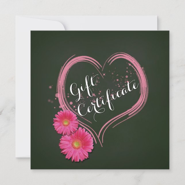 Pink Heart Flowers Valentine's Day Gift Card (Front)