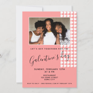 Pink Heart Friend Photo Galentine`s Day  Invitation