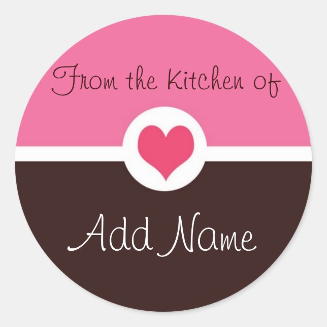 Pink Heart "from the kitchen of" Sticker (Front)