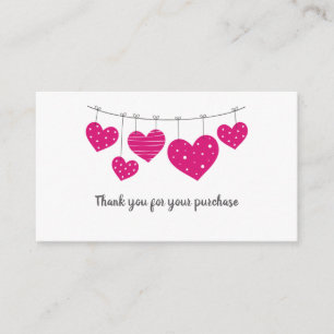 Pink Heart Garland Carte de remerciements