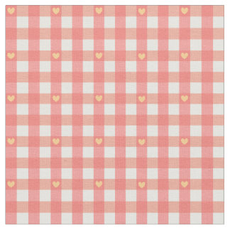 Pink Heart Gingham  Fabric