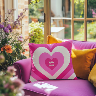 Pink Heart Girl Power Pillow