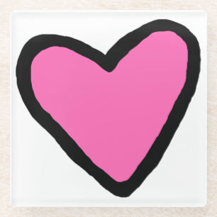Pink Heart Glass Coaster