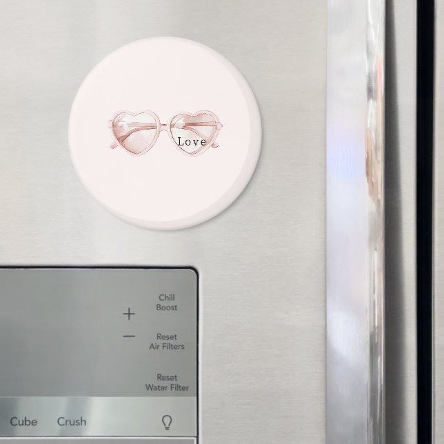 Pink Heart Glasses Love Magnet (In Situ (Fridge))