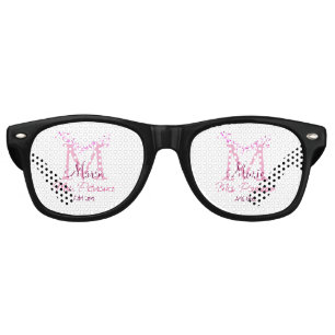 Pink heart glitter monogram teacher Mrs. Modern gi Retro Sunglasses
