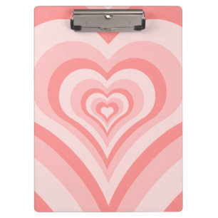 Pink Heart Gradient Pattern – Cute Girly Love Clipboard