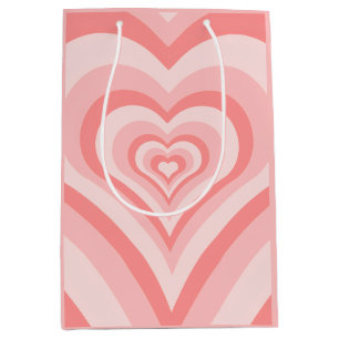 Pink Heart Gradient Pattern – Cute Girly Love Medium Gift Bag